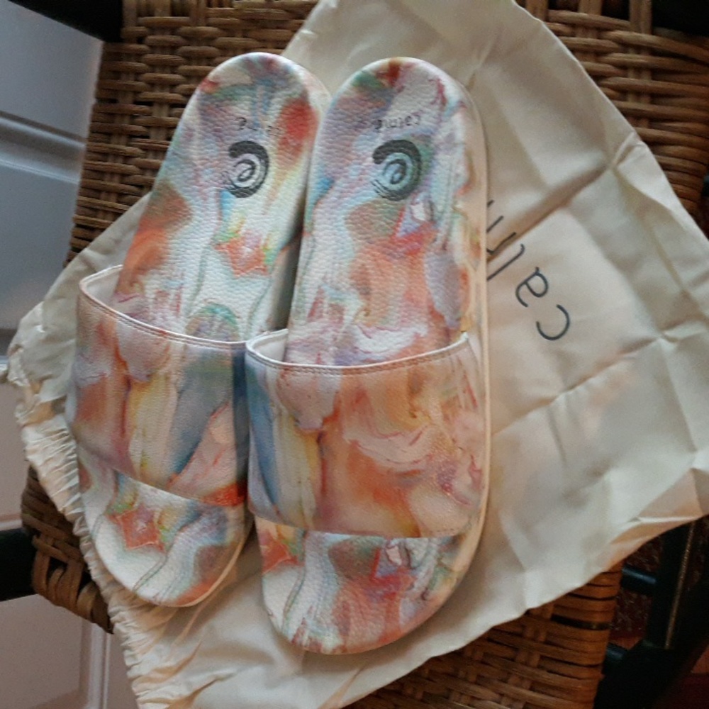 NEW Johnny Was Calme marble slides with shoe / dust bag size 10